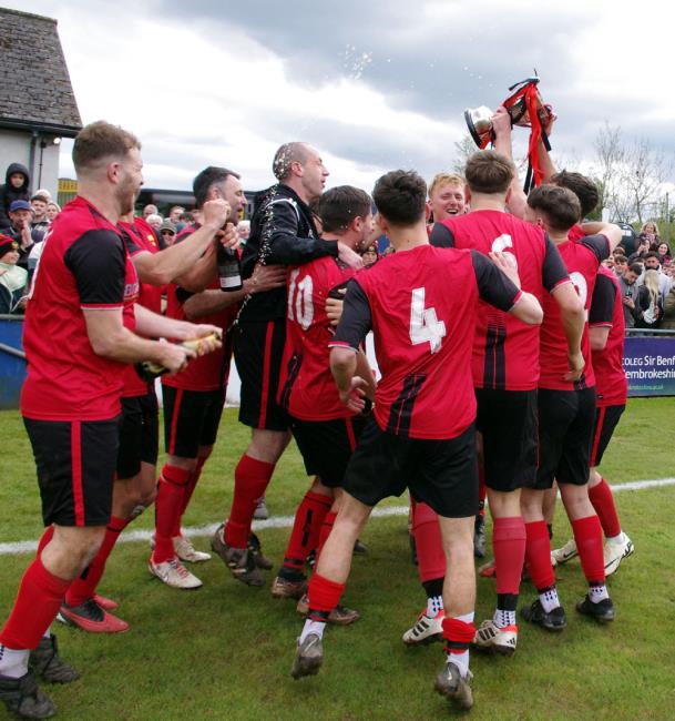 Clarbeston Road celebrate their first Senior Cup victory
